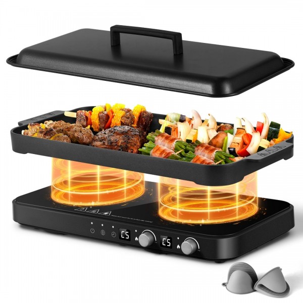Sunmaki Portable Double Induction Cooktop with Rem...