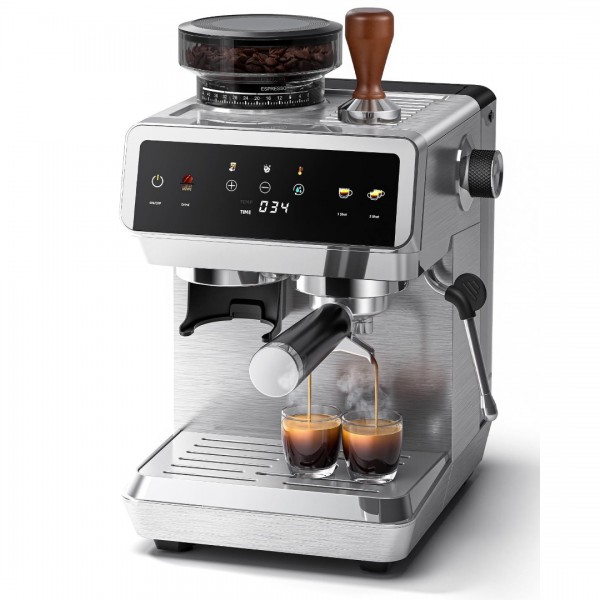 20 Bar Espresso Machine with Built-in Grinder, Sem...